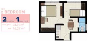 Citra Raya Tangerang Apartemen Ecohome Tipe 2 Bedroom